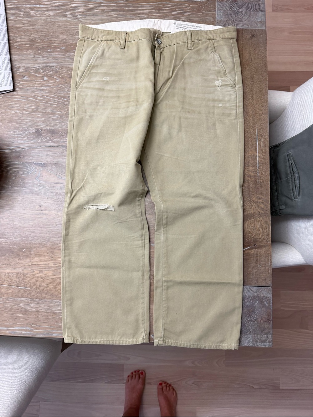 Ag Adriano Goldschmied Cropped Ankle Pants in Light Khaki